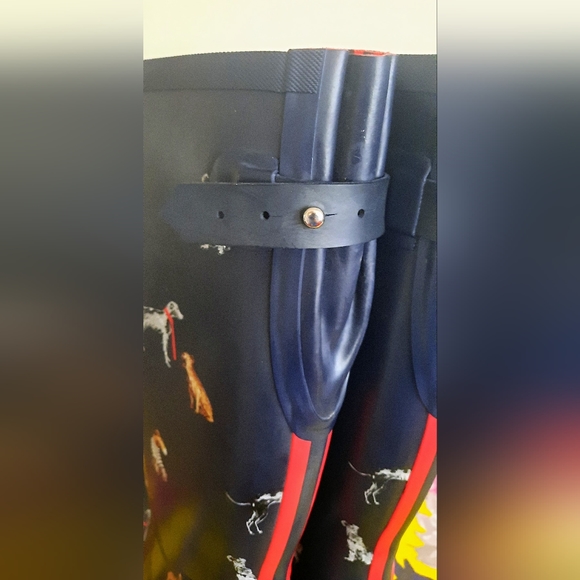 NWT Joules Womens Tall Rain Boots, French Navy Dogs, Size 6 - Picture 7 of 10